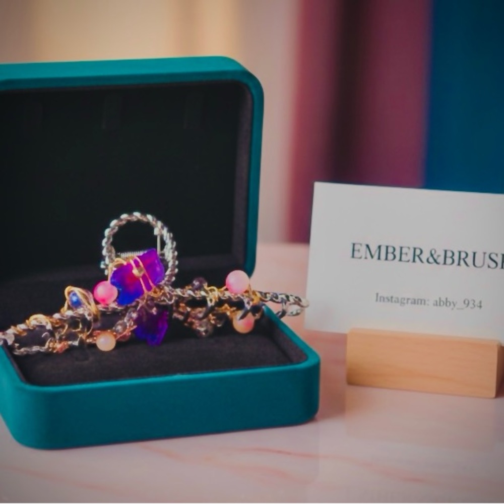 Purple and Pink Women's Jewelry Set